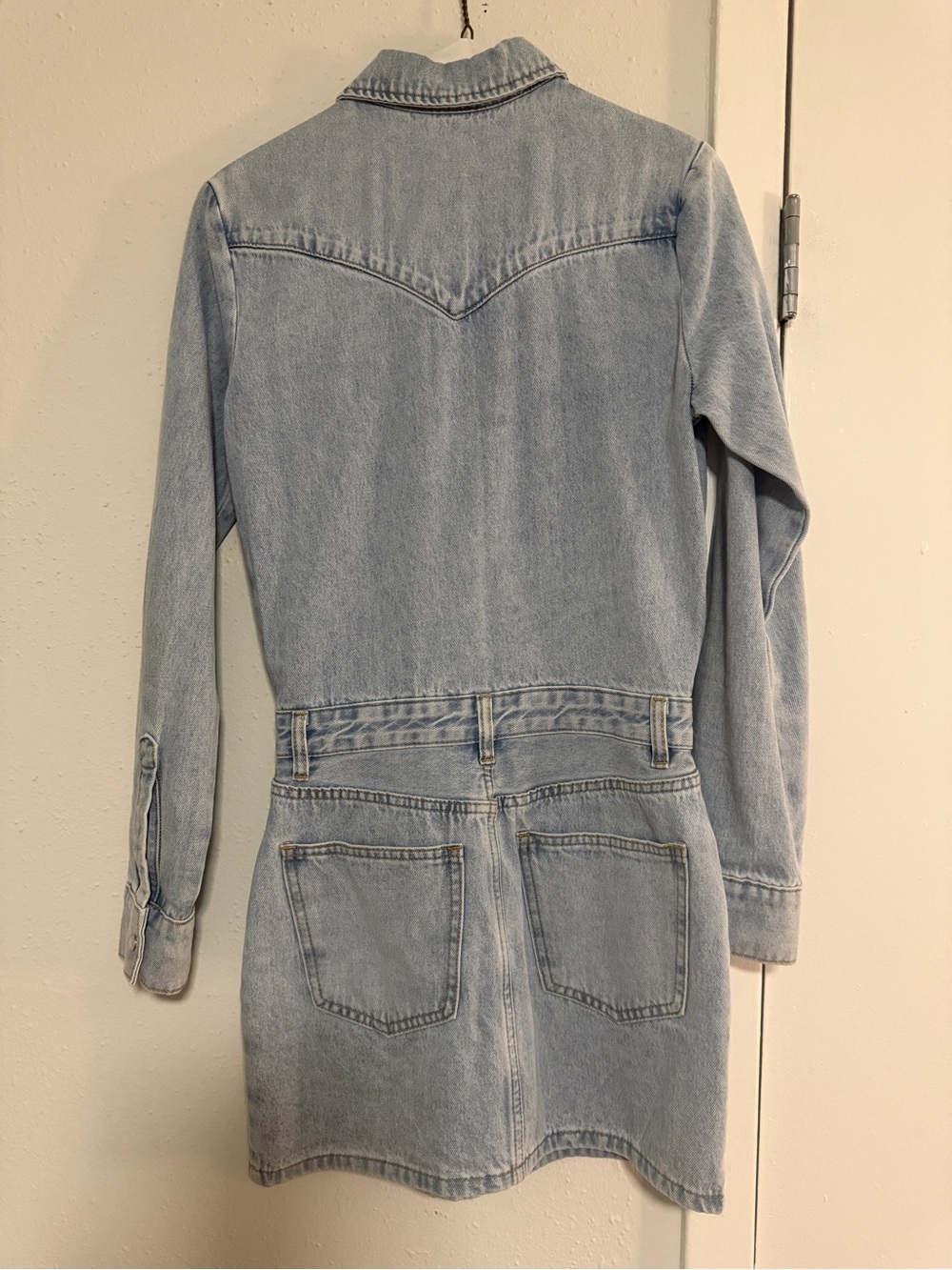 Light Wash Denim Long Sleeve Western Mini Dress